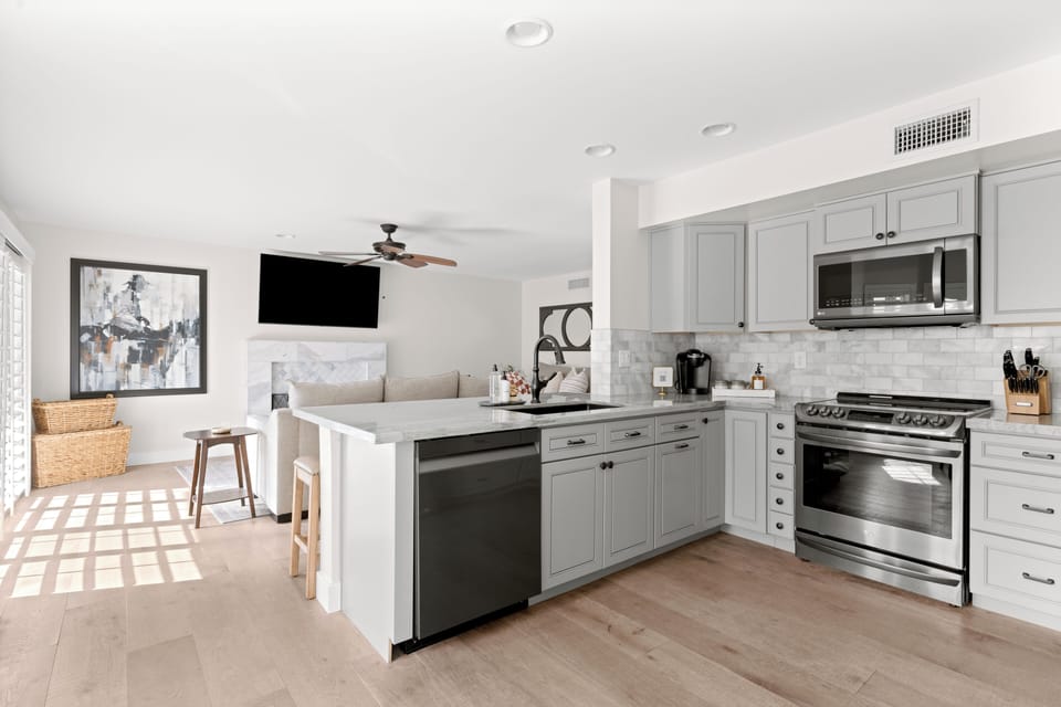 Conveniently move about the kitchen while interacting with others in the home