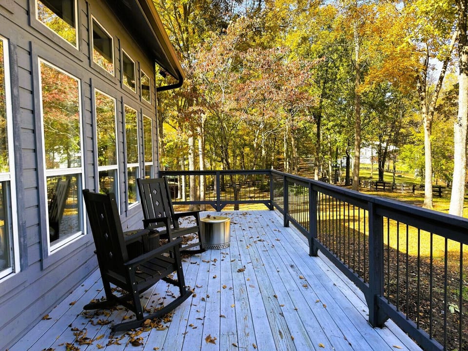 Take in the beautiful wooded views from our spacious back deck