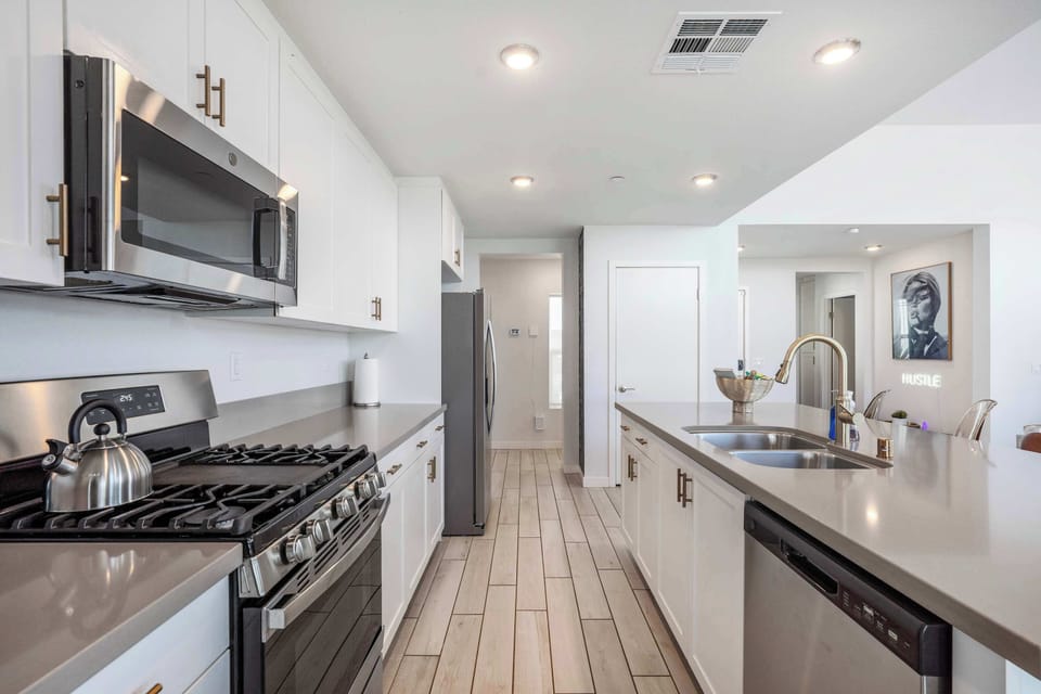 Whip up your favorite meal in the fully stocked kitchen