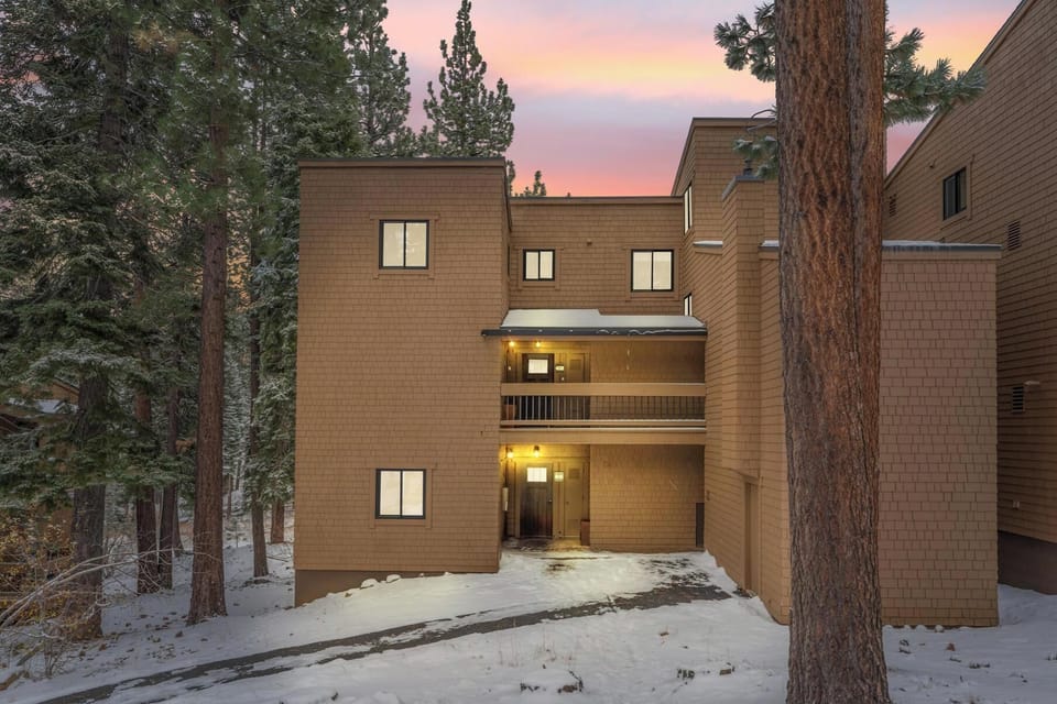 Condo entrance steps from the parking lot.  Prime winter parking with 2 permitted parking spots for your stay. ski trail directly behind the condo!  