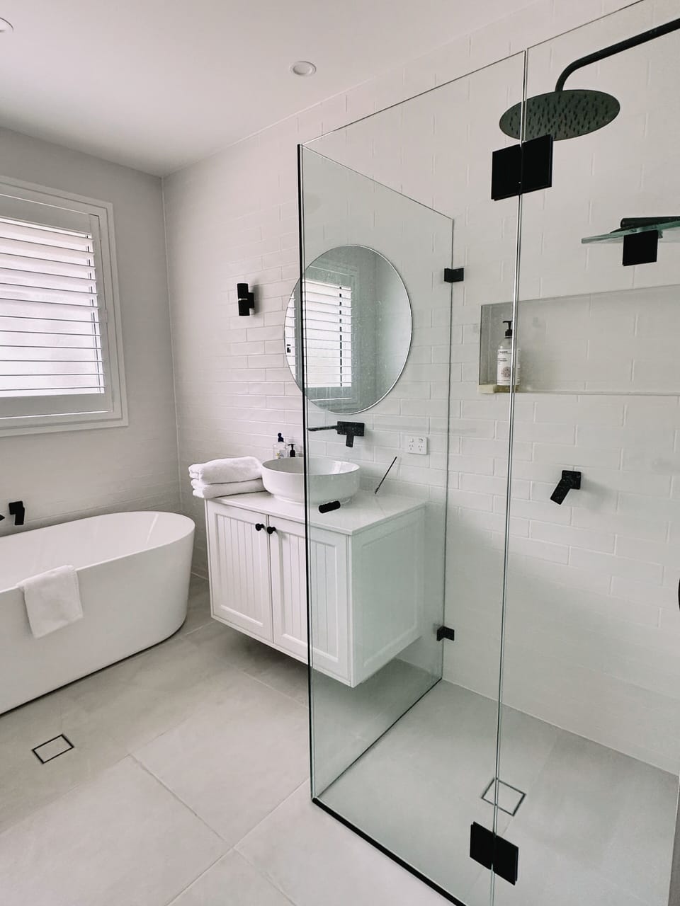 A bathroom designed for ultimate relaxation. Classic subway, a spacious tub