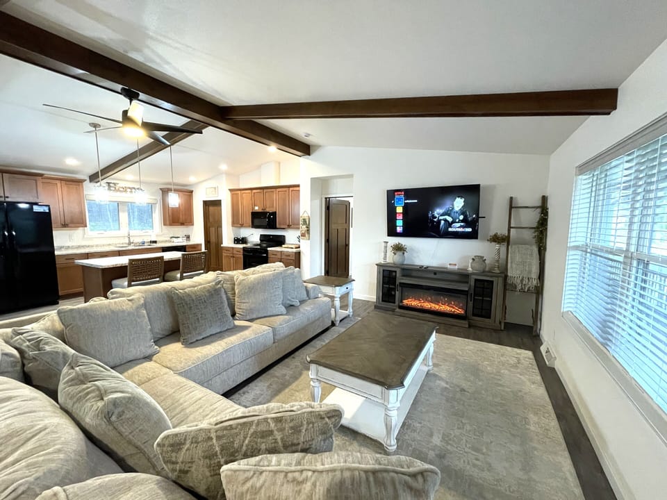 Living Room with Cozy Seating, TV & Fireplace