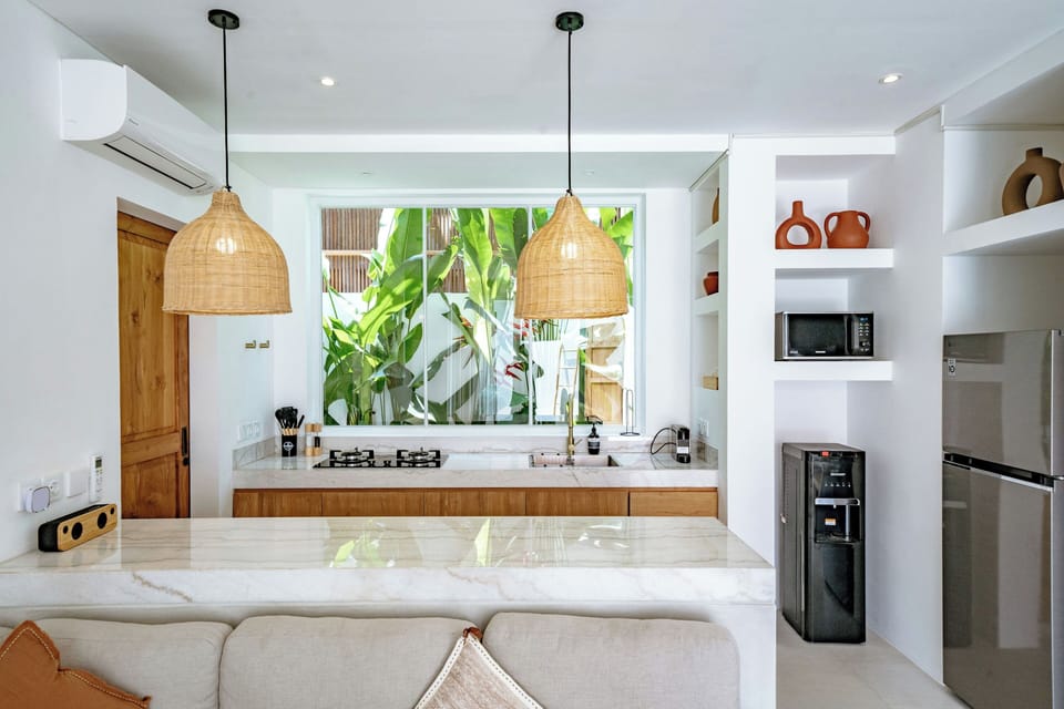 Villa, 1 Bedroom, Patio, Pool View | Private kitchen | Fridge, stovetop, toaster, cookware/dishes/utensils