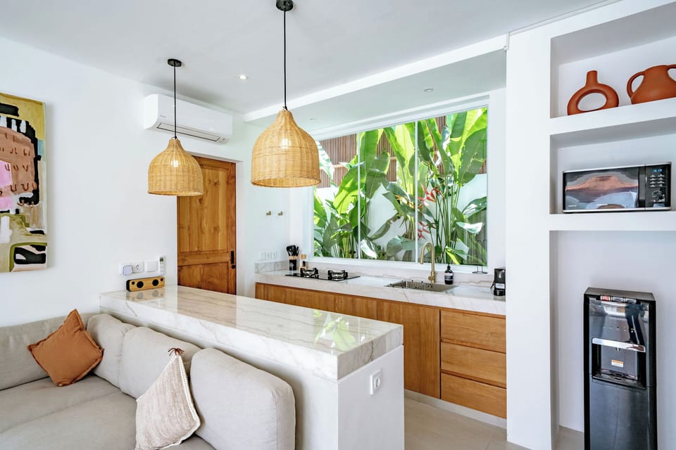 Villa, 1 Bedroom, Patio, Pool View | Private kitchen | Fridge, stovetop, toaster, cookware/dishes/utensils