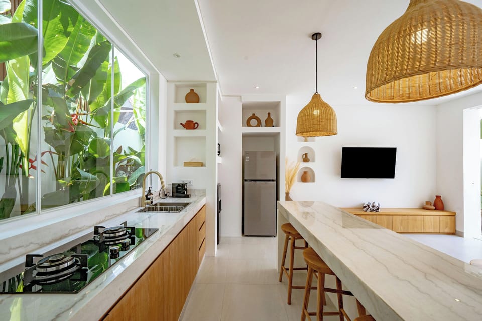 Villa, 1 Bedroom, Patio, Pool View | Private kitchen | Fridge, stovetop, toaster, cookware/dishes/utensils