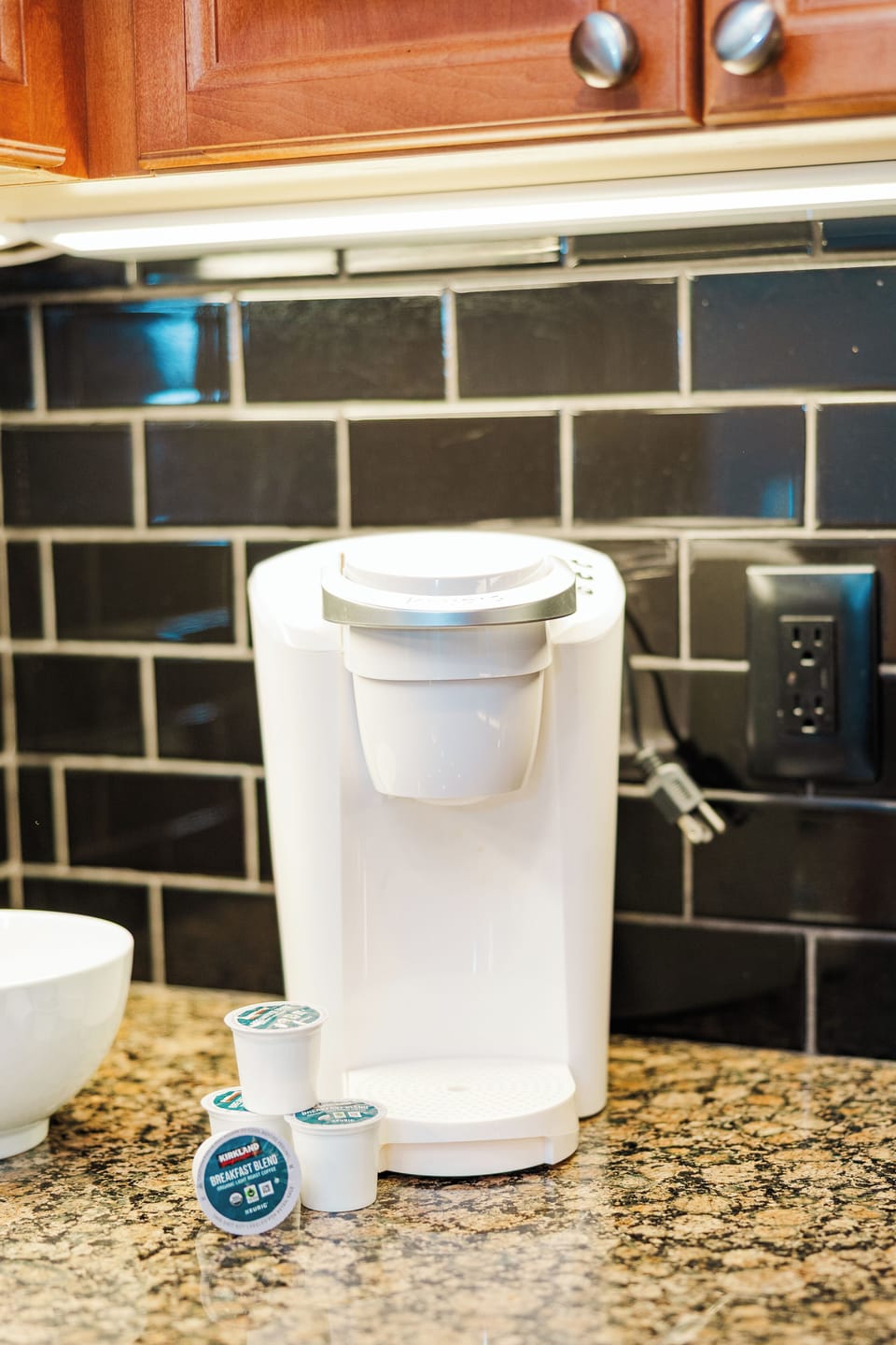 Enjoy a Keurig with pods provided!
