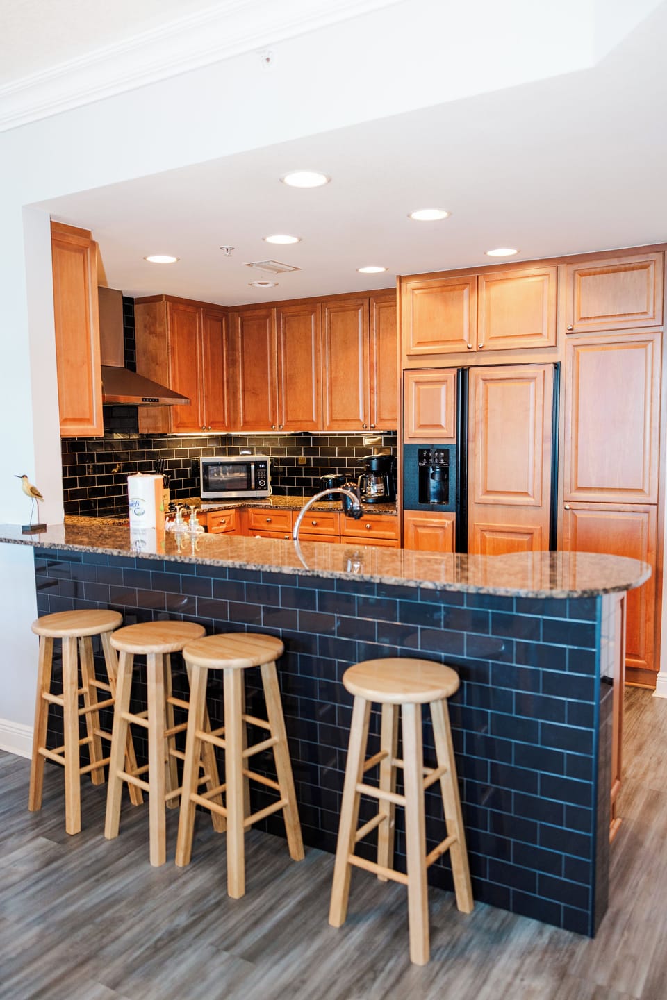 Comfy barstools to sit and relax.