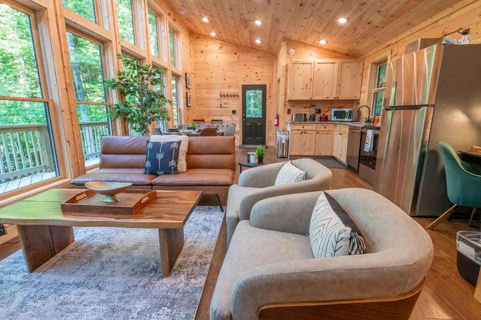Everything you need. Full kitchen steps away from the cozy living room, perfect 