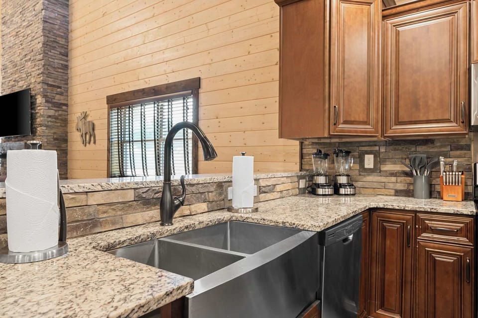 Clean up is easy with this wide double sink