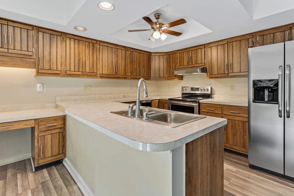 Plenty of counter space — ideal for extended stays & monthly renters