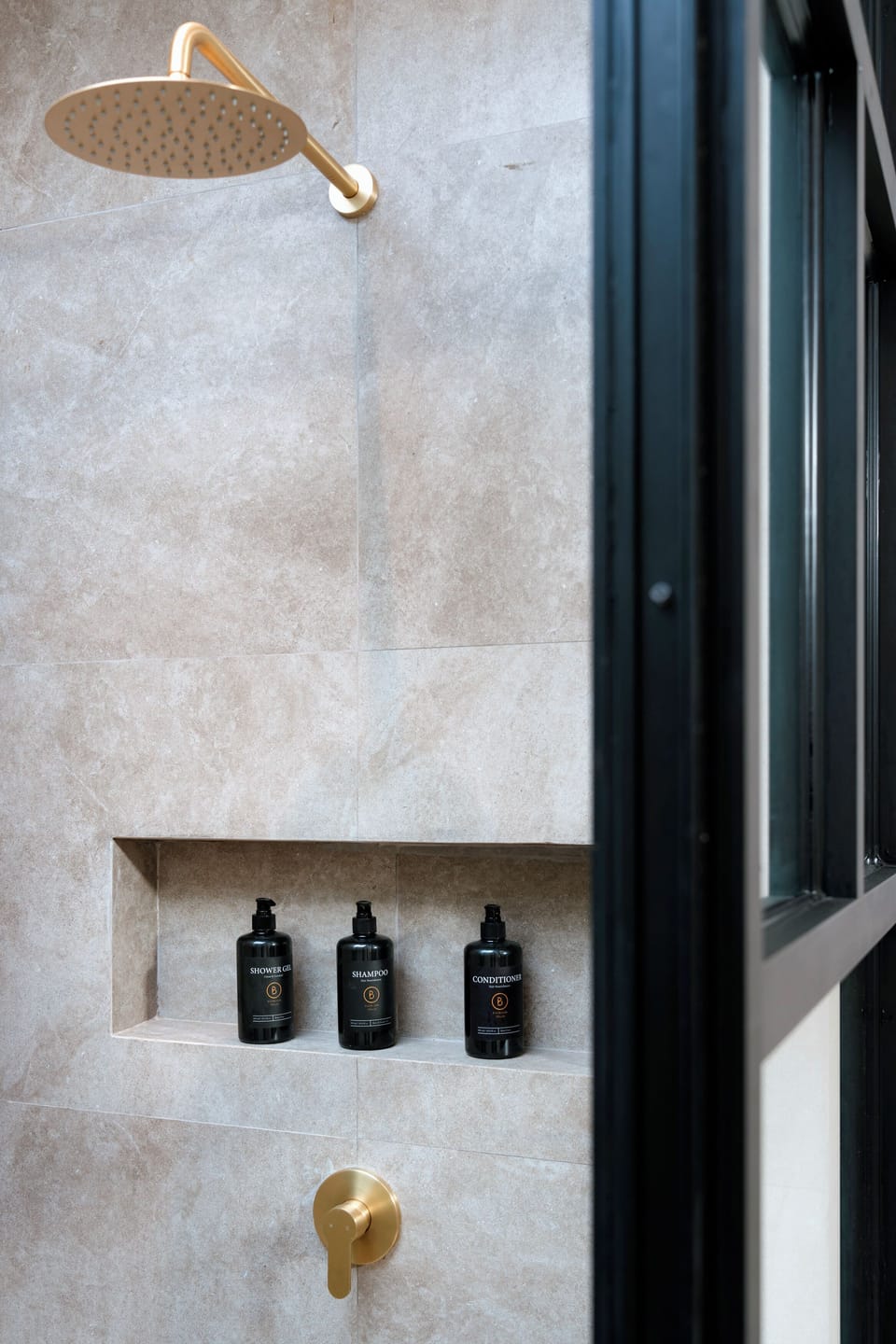 Shower, eco-friendly toiletries, hair dryer, towels