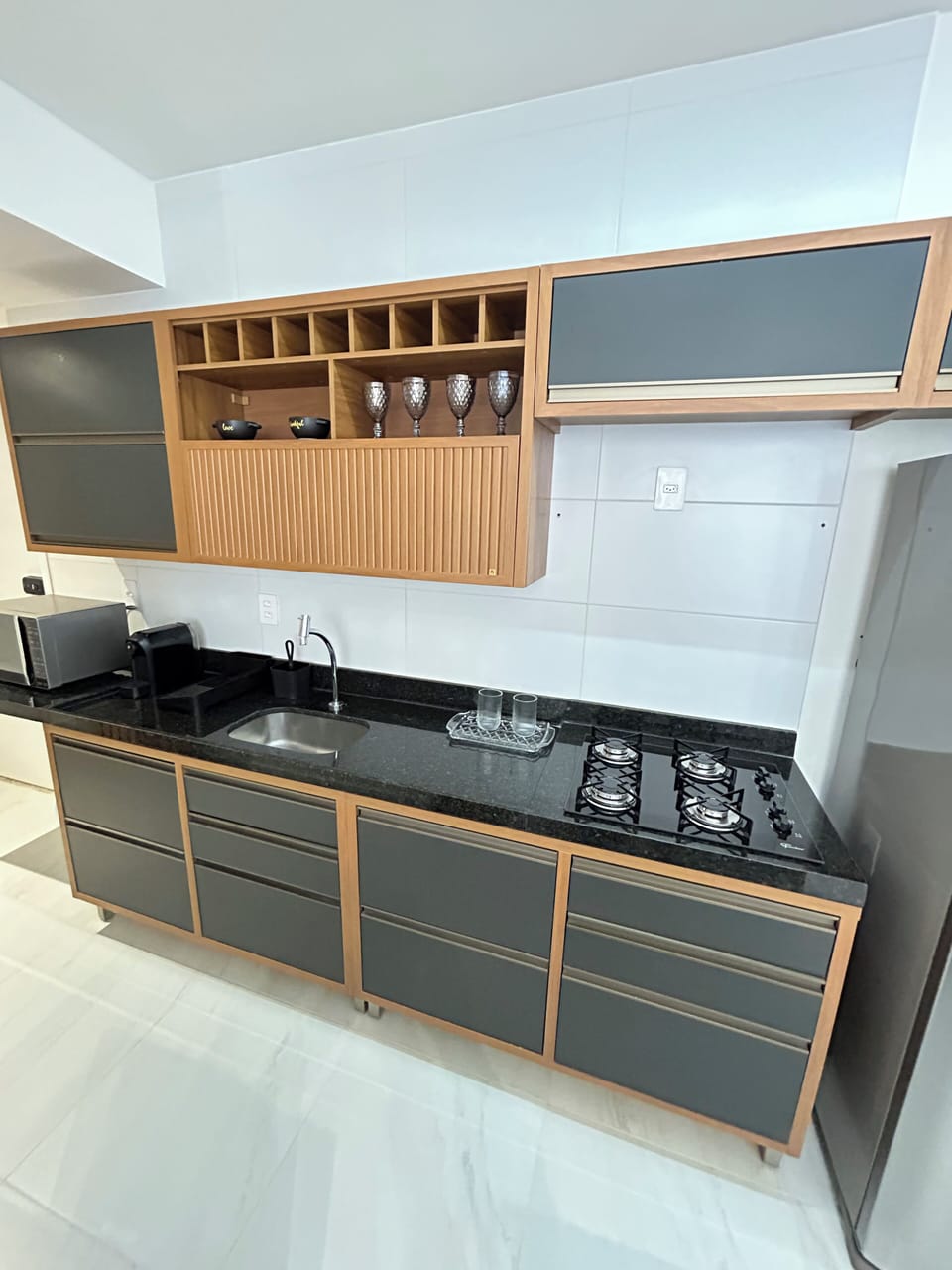 Apartment | Private kitchen | Fridge, microwave, stovetop, blender