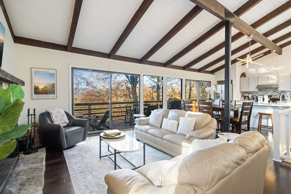 Wall of Windows in the Open Concept Living Area