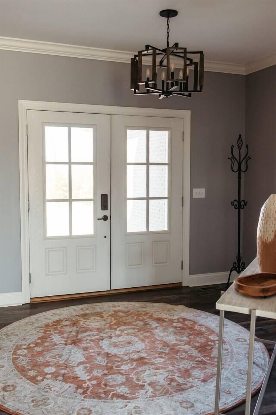White door and two windows in a home.