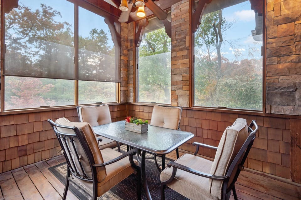 Visit together in the Lodge’s screened sunroom