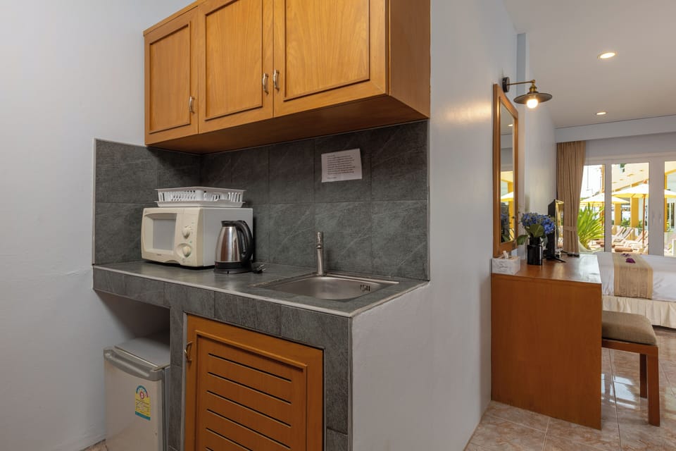 Seaview Studio With Pool Access | Private kitchenette | Mini-fridge, microwave, freezer
