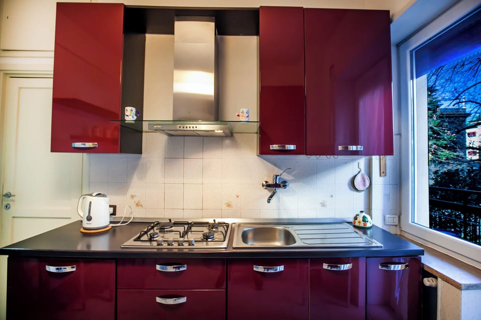 Apartment, Balcony, City View | Private kitchen | Fridge, microwave, oven, stovetop