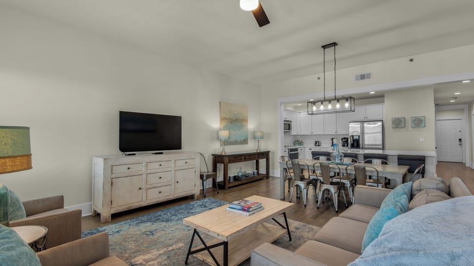 Condo, Multiple Beds, Patio, Garden View (Redfish Village M-2 422 - Deja Blue) | Living area | 42-inch flat-screen TV with digital channels