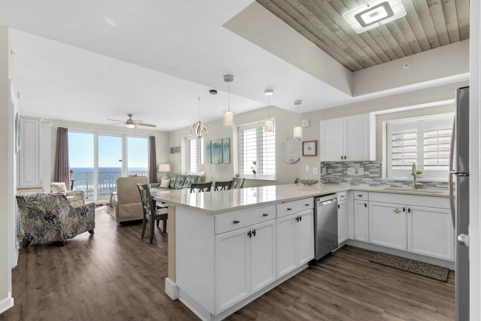 Cook meals in your fully stocked and Remodeled kitchen with Gulf Views - Welcome to your home away from home!