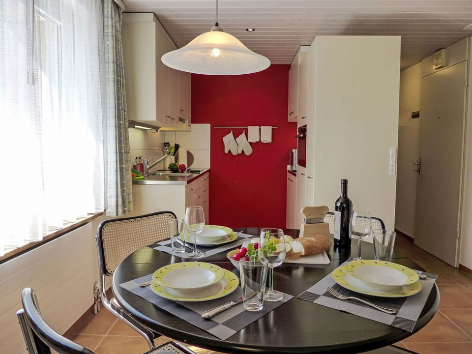 Furniture, Interior Design, Flooring, Ceiling, Floor, Kitchen, Room, Lighting, Countertop, Light Fixture
