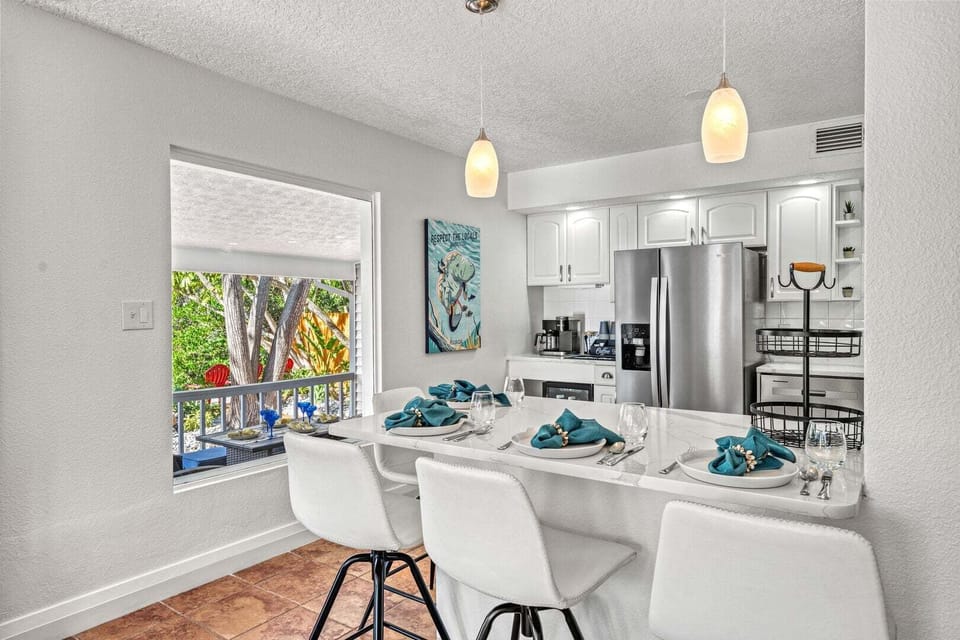 Kitchen island with bar seating for casual dining.