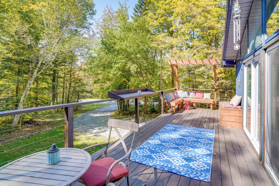Cabin Exterior | Furnished Deck | Dining Area