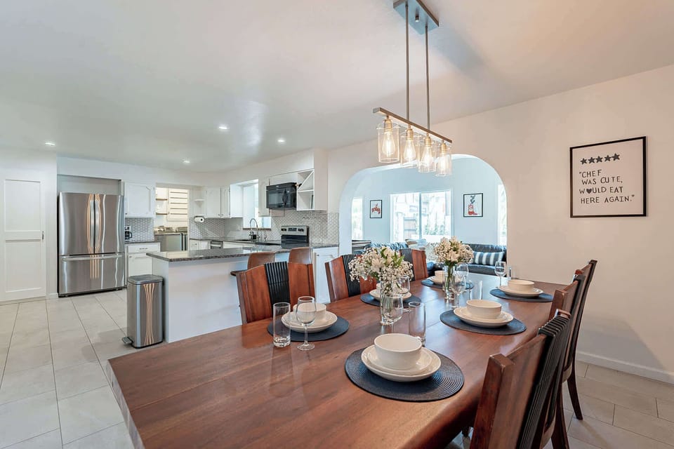 Savor meals in style with a spacious dining area and a fully stocked kitchen ready for all your culinary adventures.