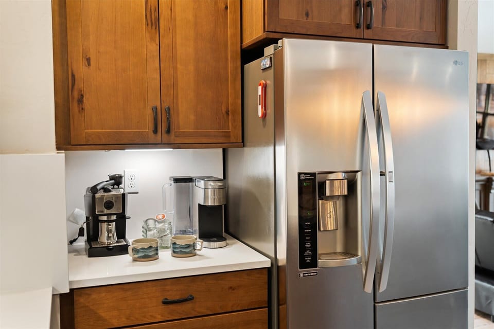 Wake up to your perfect brew at the coffee station, complete with a variety of machines and scenic views to start your day right