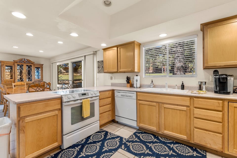Fully stocked kitchen with everything you'll need to cook throughout your stay