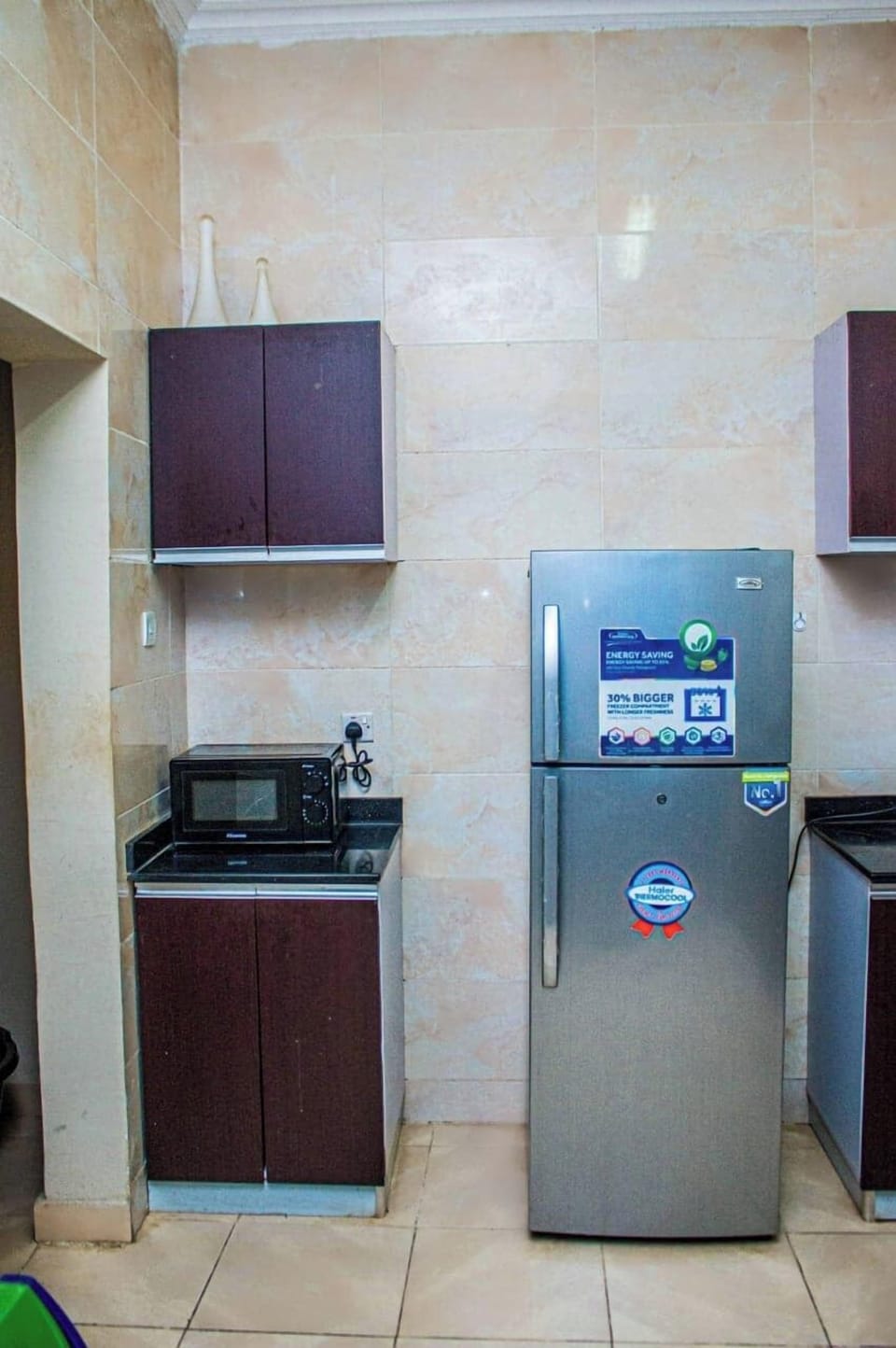 Family Apartment, Balcony, City View | Private kitchen | Fridge, microwave, oven, stovetop