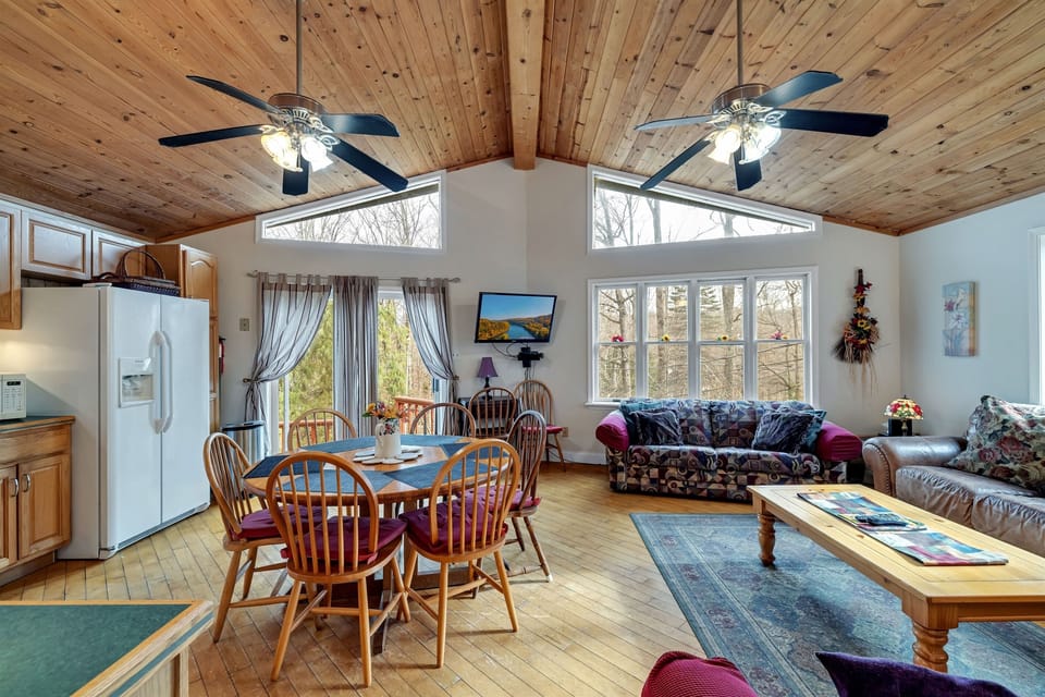 Dining area with table and seating