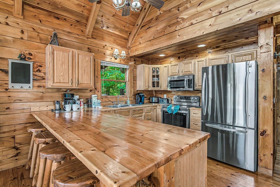 Kitchen on the main/entry level of the cabin.