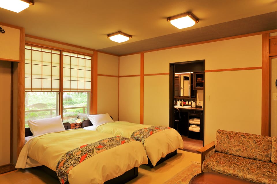 [La room]1F, Japanese Style Twin Room with Private Open-air Bath, Non Smoking | In-room safe, free WiFi