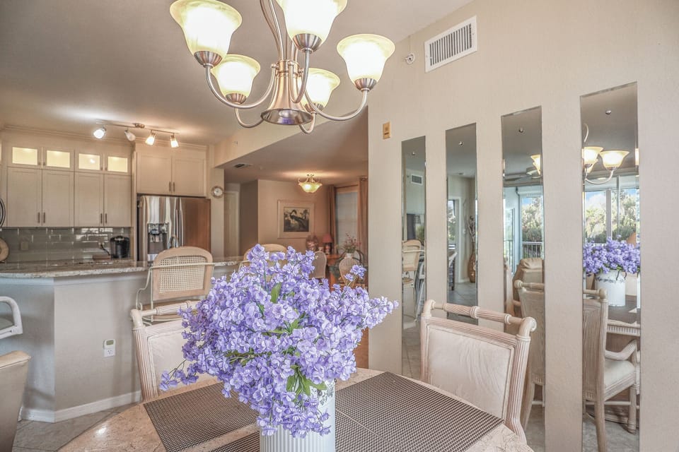 Open Floor Layout features a dining and living area with lovely views