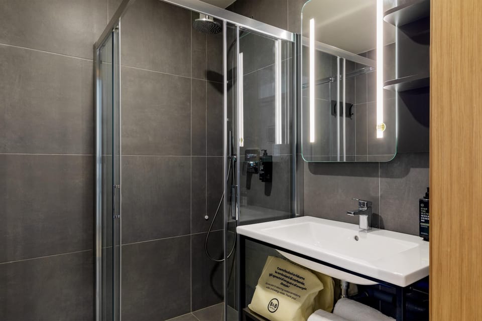 Shower, free toiletries, hair dryer, bidet