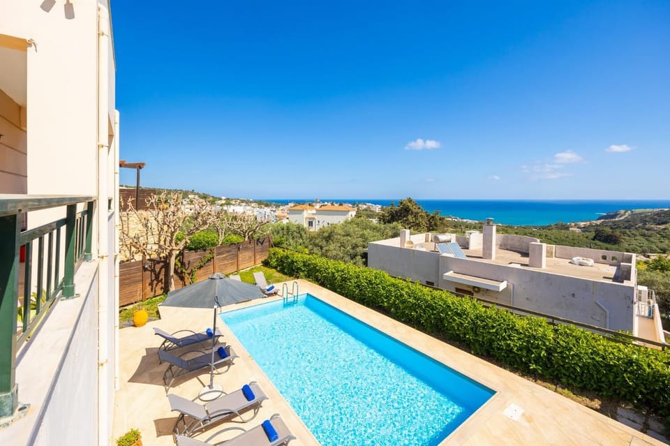 Private pool and terrace with sea views