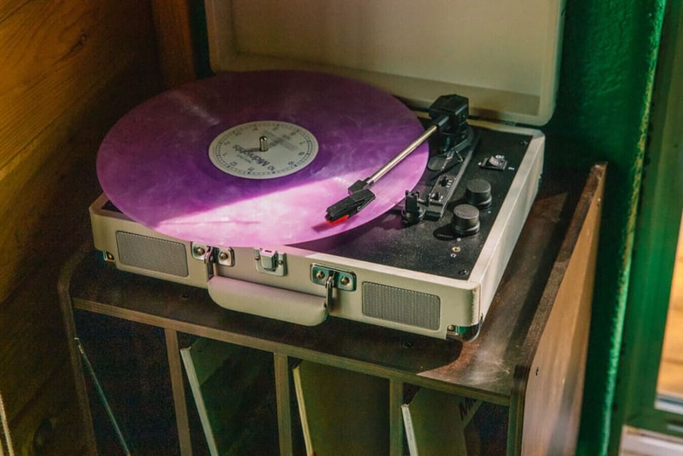 Guests can listen to our collection of records.