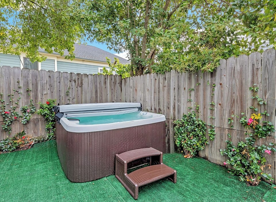 Relax on the patio in a hot tub with soothing LED lights and powerful jets.