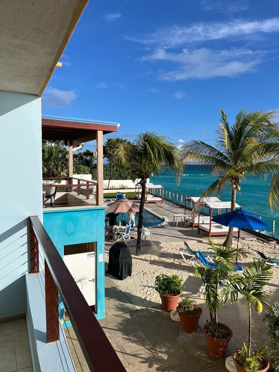 View from patio of pool 