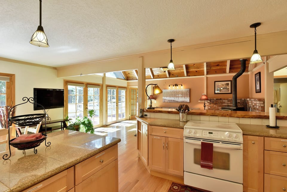 A kitchen with a view