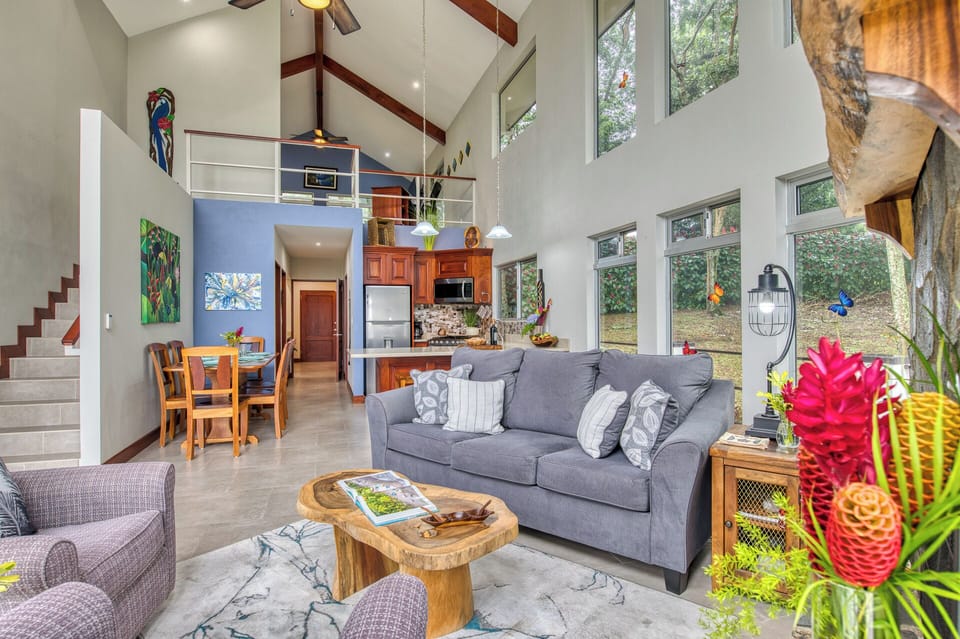 The large living/dining/kitchen area serves as a great location to gather at the end of a day of adventures.