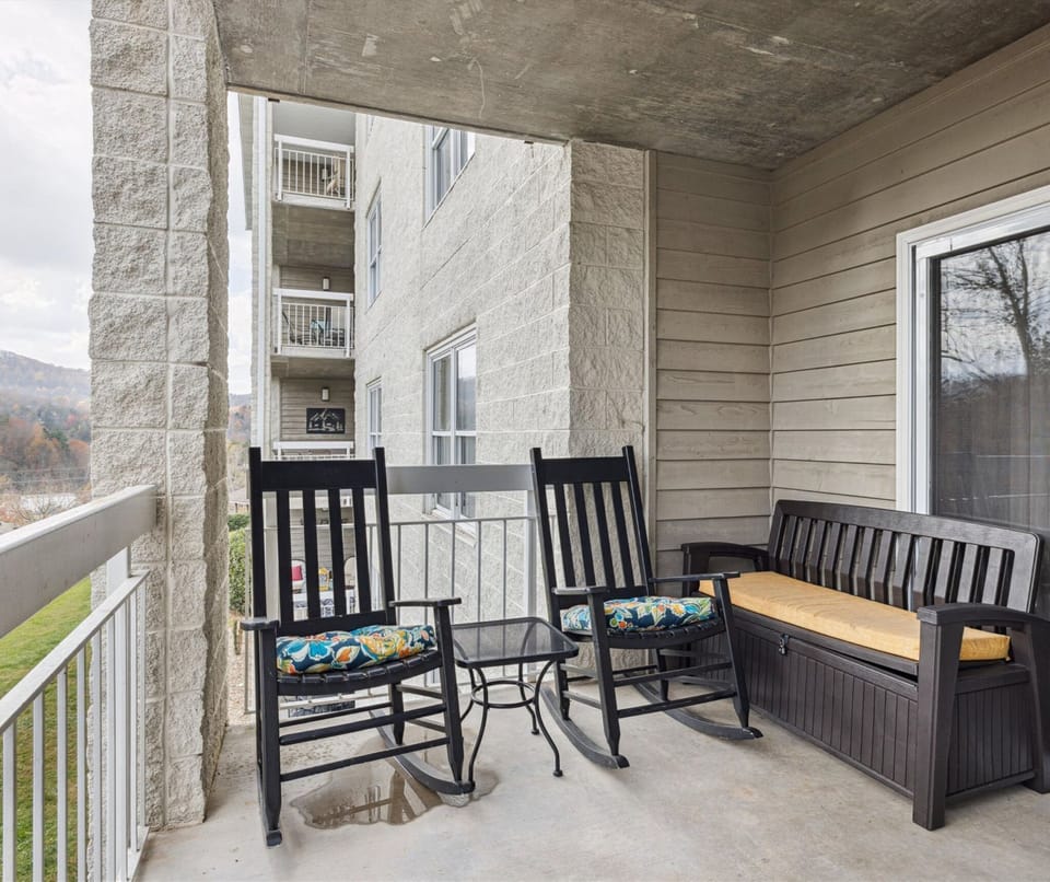 Two Bedroom Whispering Pines Vacation Rental Condo Sleeps 6 Indo - Private Balcony with "Mountain" View from your Pigeon Forge Condo