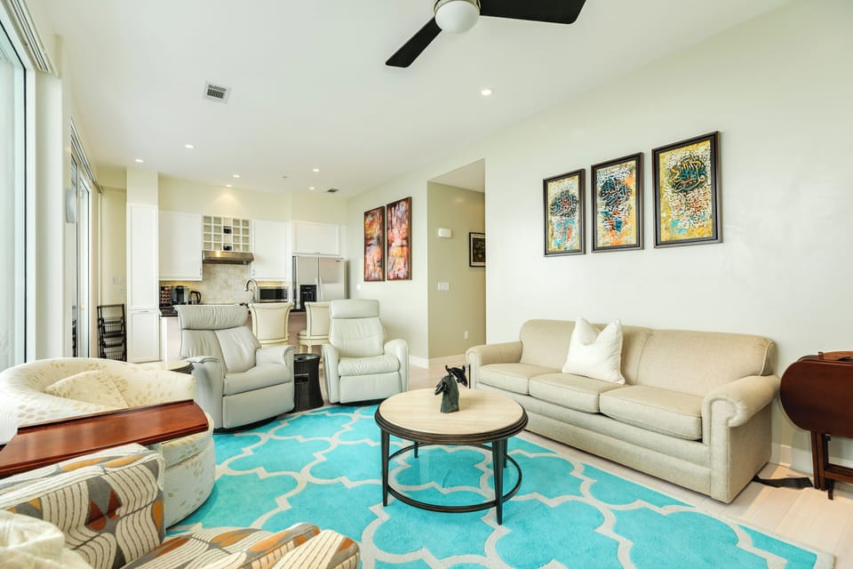 The open plan maximizes the Gulf views