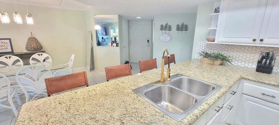 granite counters - new recessed lighting 