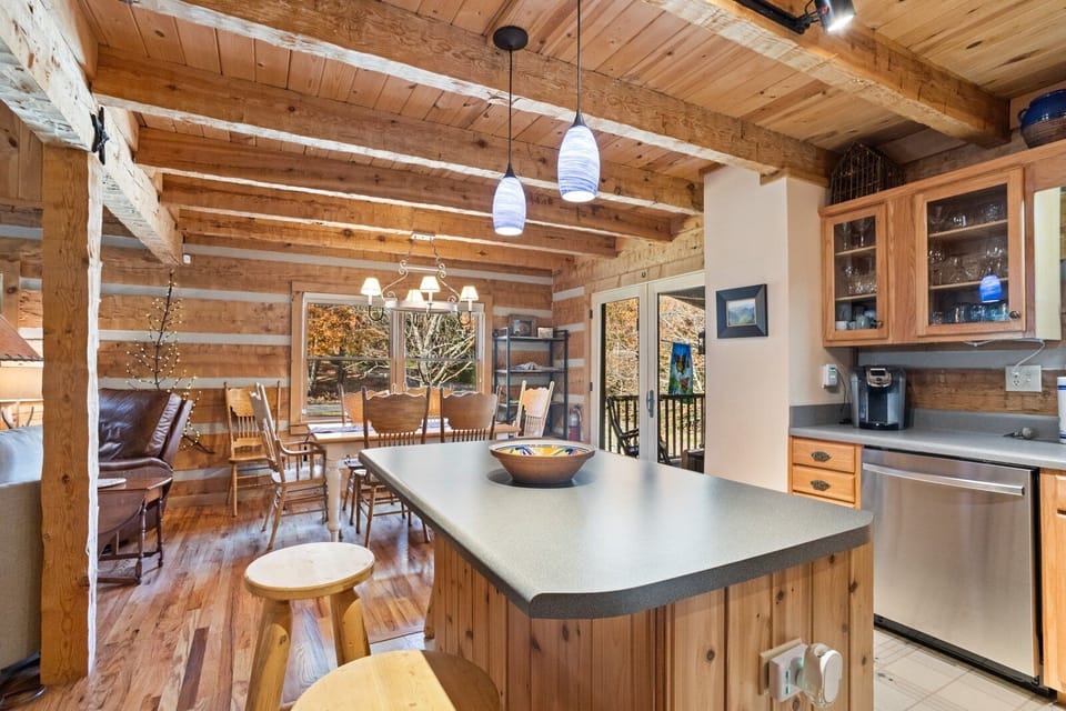 Kitchen Island and Dining Area with Accent Lighting