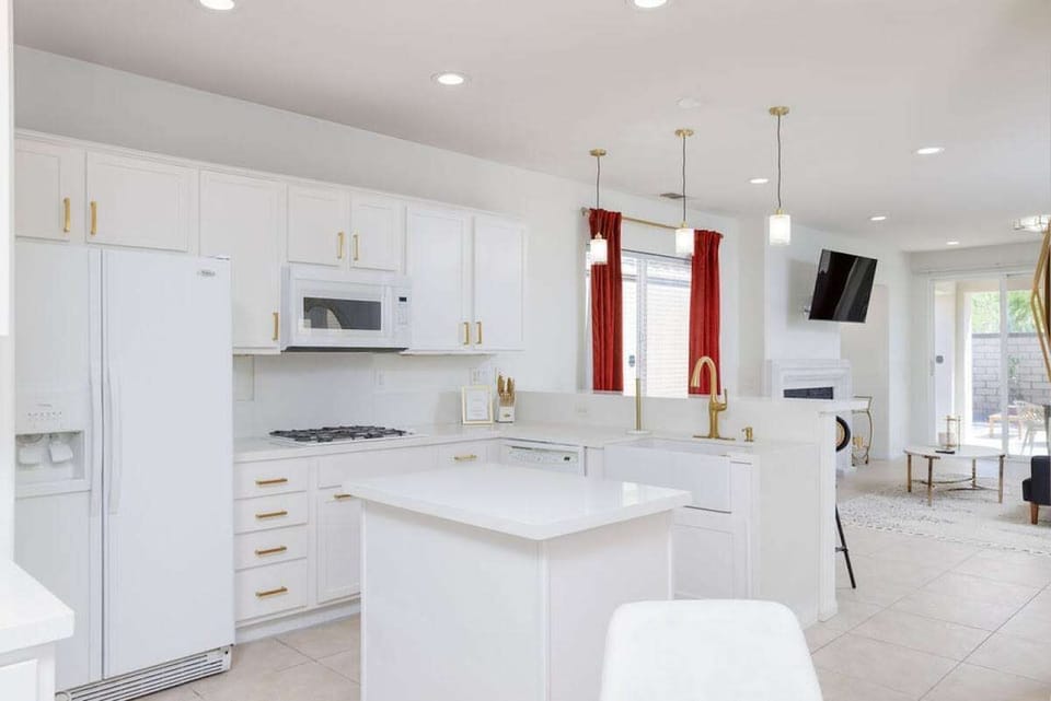 Spacious and modern kitchen with island seating