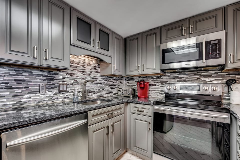 Elegant kitchen with stainless steel appliances