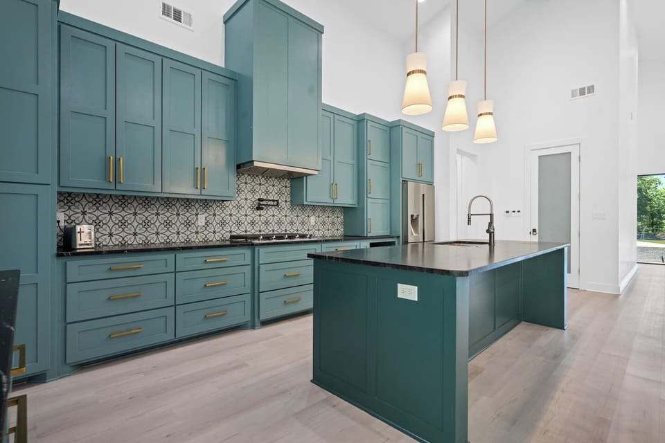 Upgraded kitchen, fully stocked with cooking essentials to prepare meals just like home.