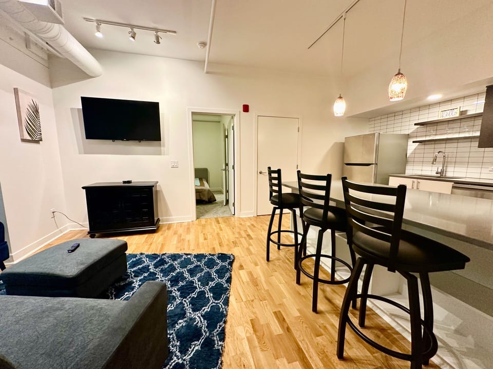 Living room and kitchen space