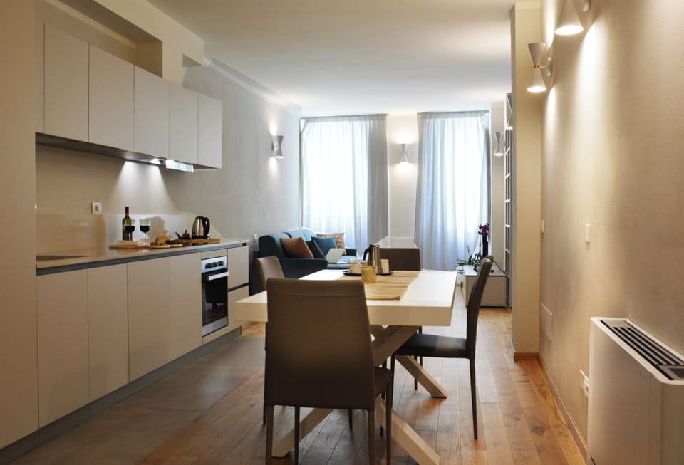 Elite Apartment | Private kitchen | Full-size fridge, oven, dishwasher, espresso maker